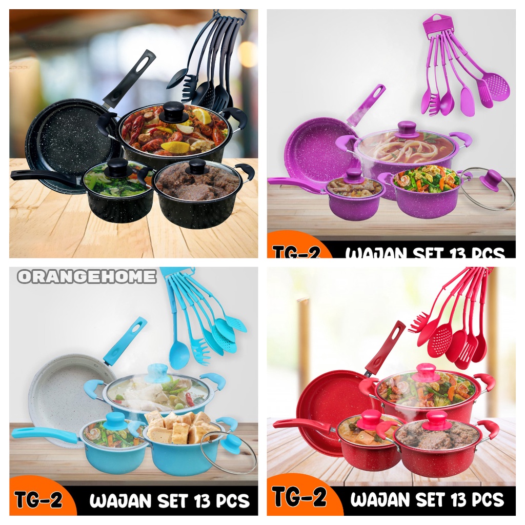 Panci Set 13/18 Random Cookware Panci Penggorengan Tg 2 dan Tg 4 Panci Serbaguna Warna