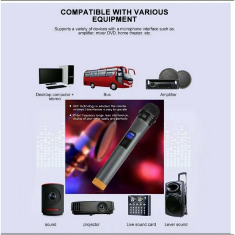 3R Microphone Wireless Mic Karaoke Connect Ampli Speaker Single Mic