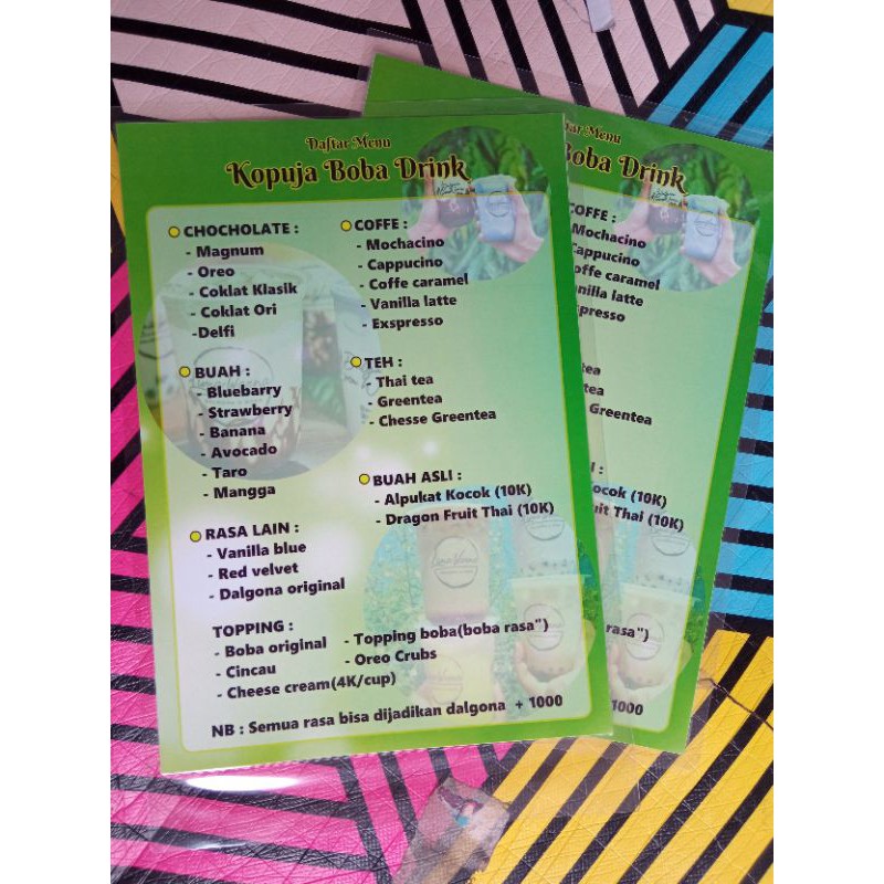 

DAFTAR MENU sudah Laminating