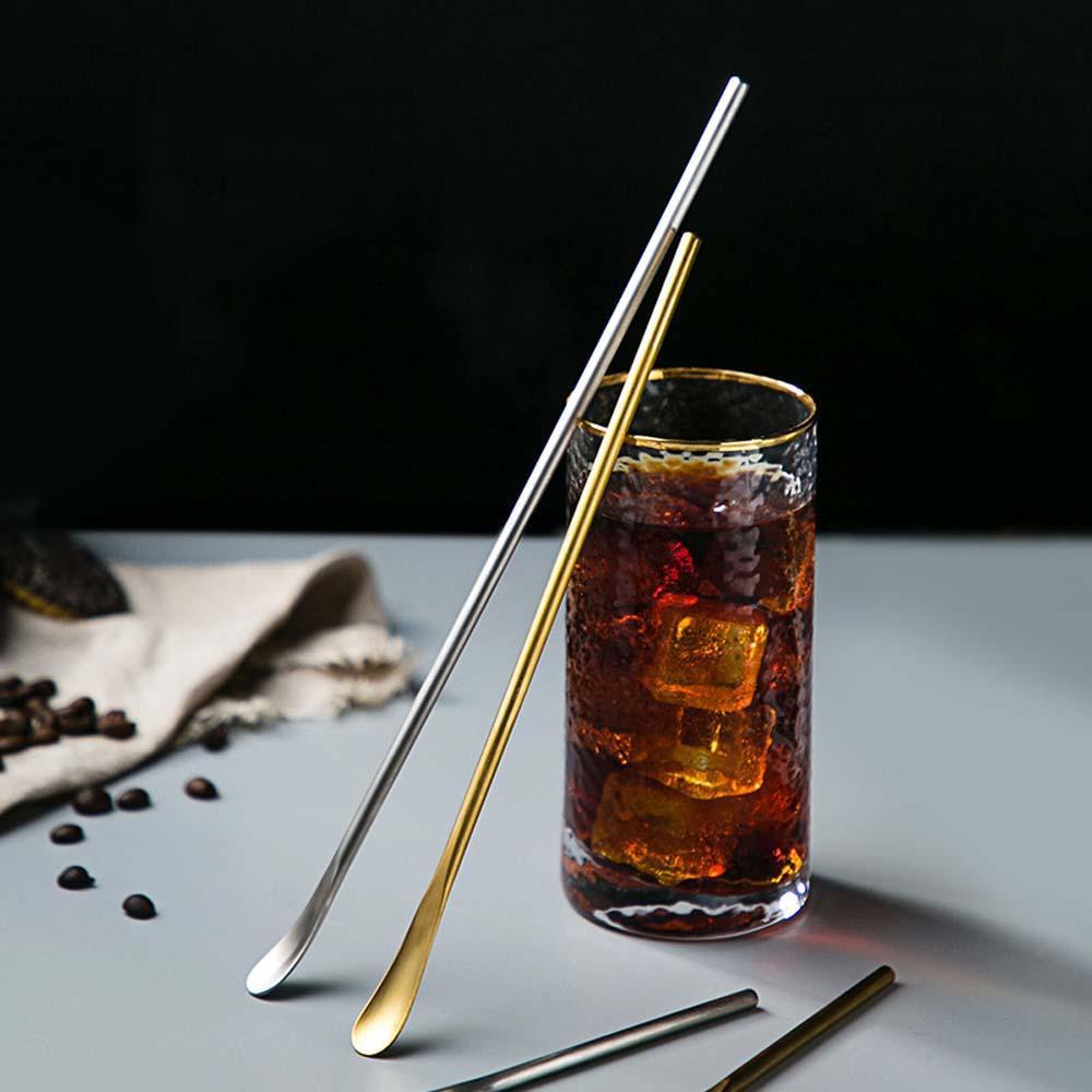 [Elegan] Sendok Kopi 1Pc Mewah Indah Pencampuran Stainless Steel Poles Gagang Panjang Dessert Stirring Stick