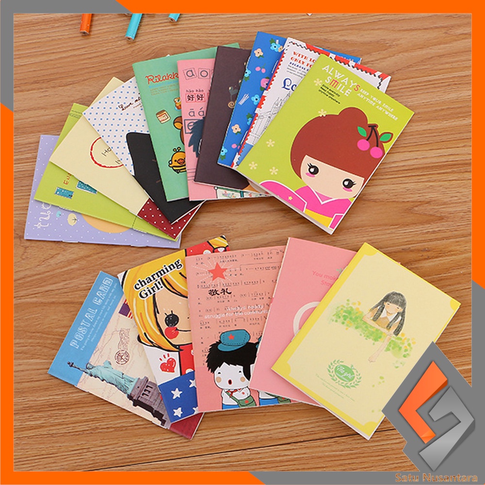 SN-A25 Buku Tulis Mini Notebook / Buku Tulis Memo Kecil Karton / Buku Catatan Cartoon Mini Book Lucu Anak Sekolah Import