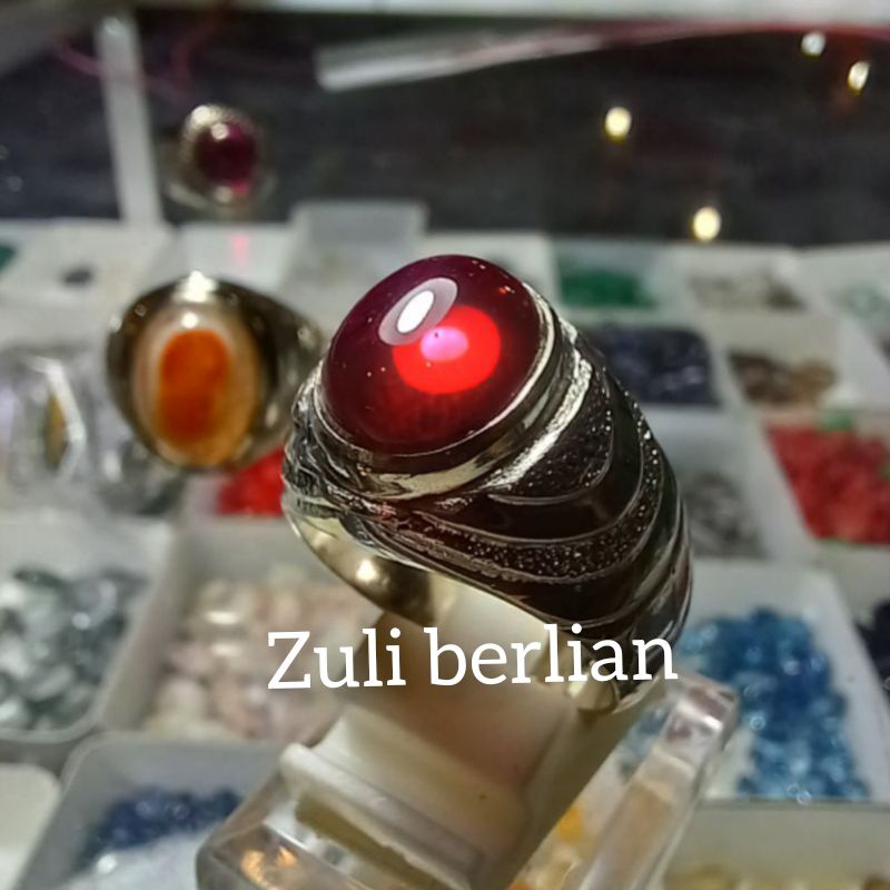 Cincin batu delima merah siam bangkok