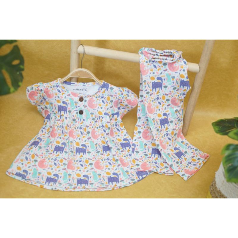 Setelan baju anak motif leopard cat