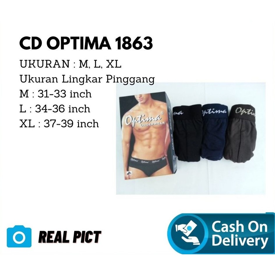 Celana Dalam Pria Dewasa Best Seller Optima 818 Kuning 828 Merah 868 Hijau Ukuran M / L / XL Sempak / CD Cowok Underwear Katun Elastis [Isi 3]