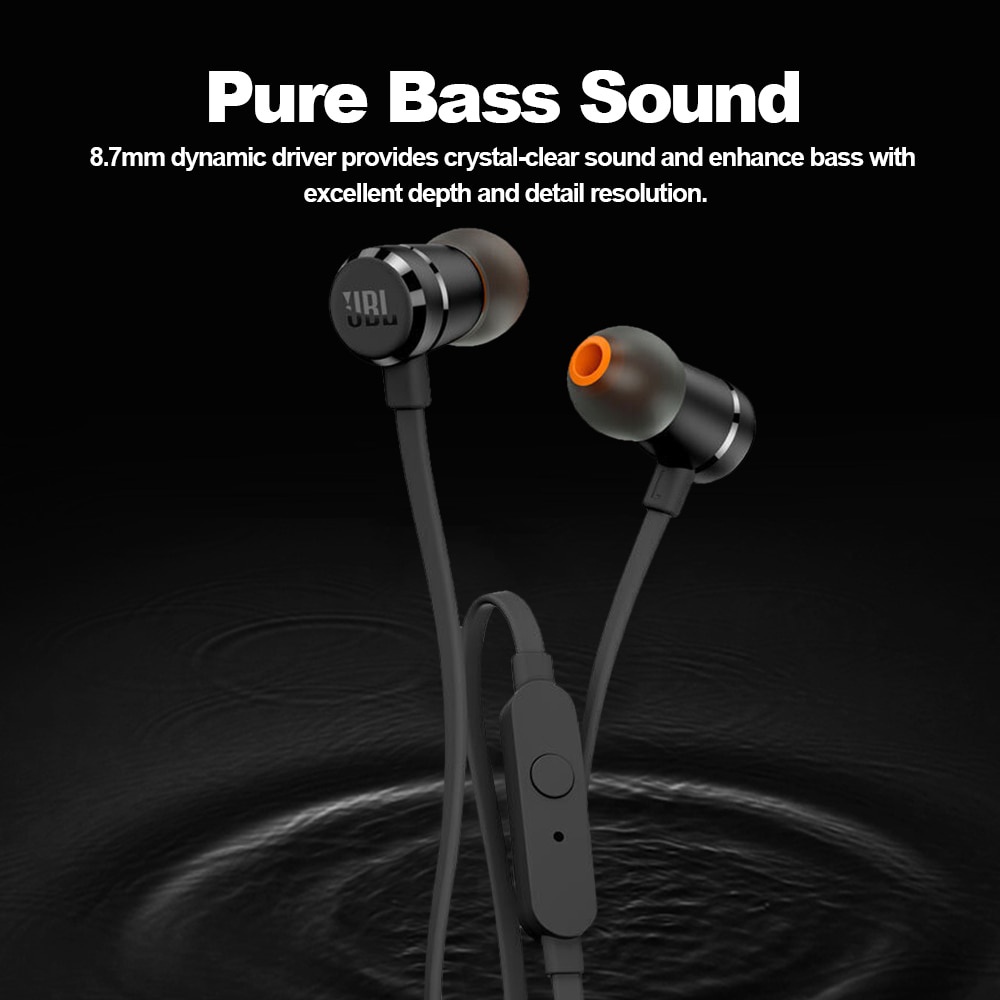 Jbl T290 Headset Stereo Deep Bass Dengan Mic Untuk Olahraga