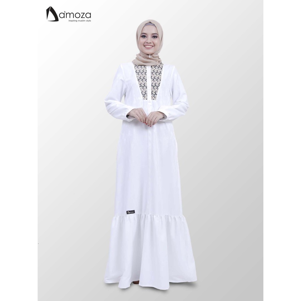 GAMIS DEWASA DAMOZA HANIFA BROKEN WHITE