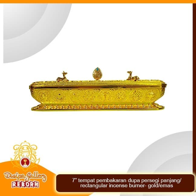 7&quot; tempat pembakaran dupa persegi panjang - gold/ emas