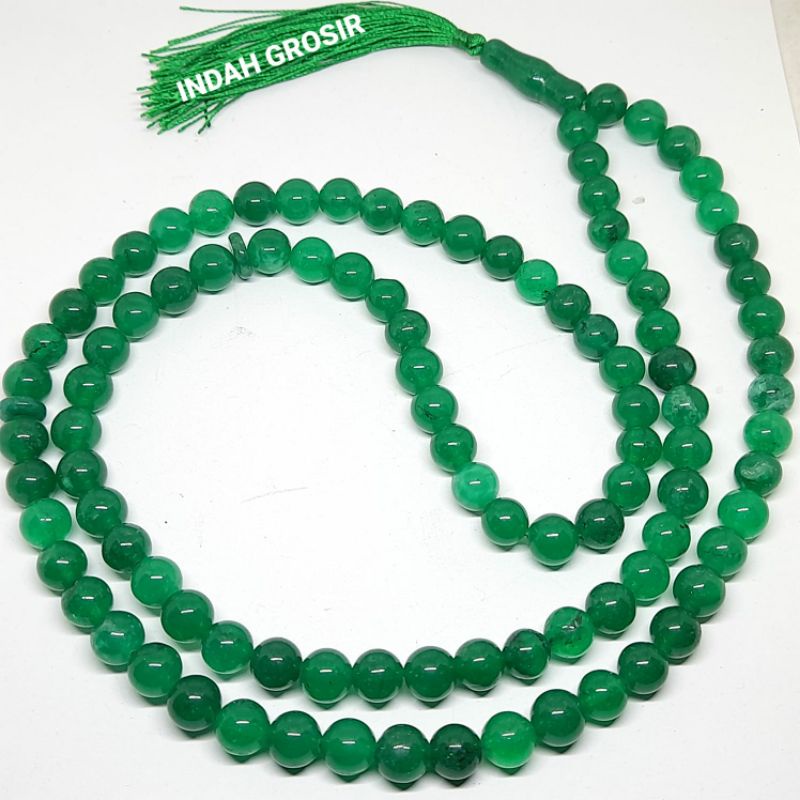 TASBIH BATU GIOK HIJAU KRISTAL 10MM 99BUTIR NATURAL