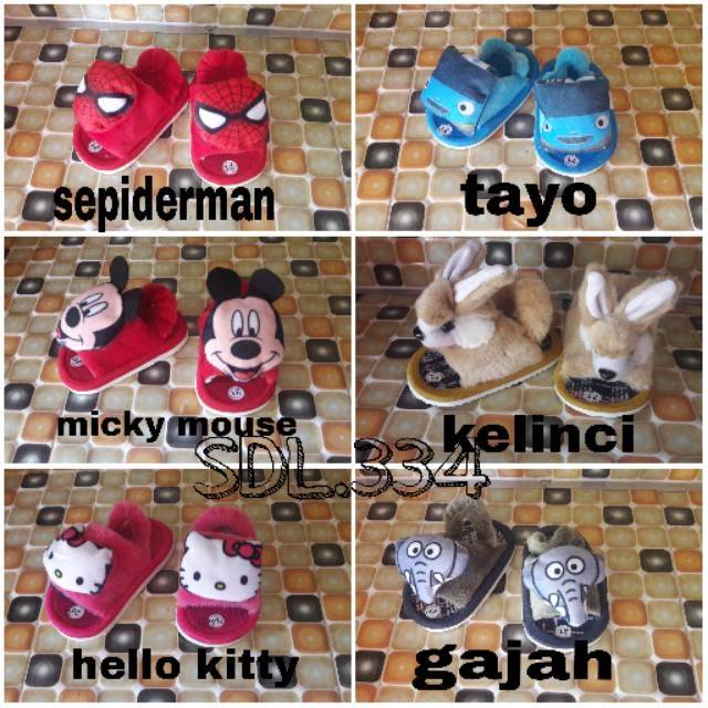 Sandal bulu anak2 balita bayak karakter lucu2 uk 21/30