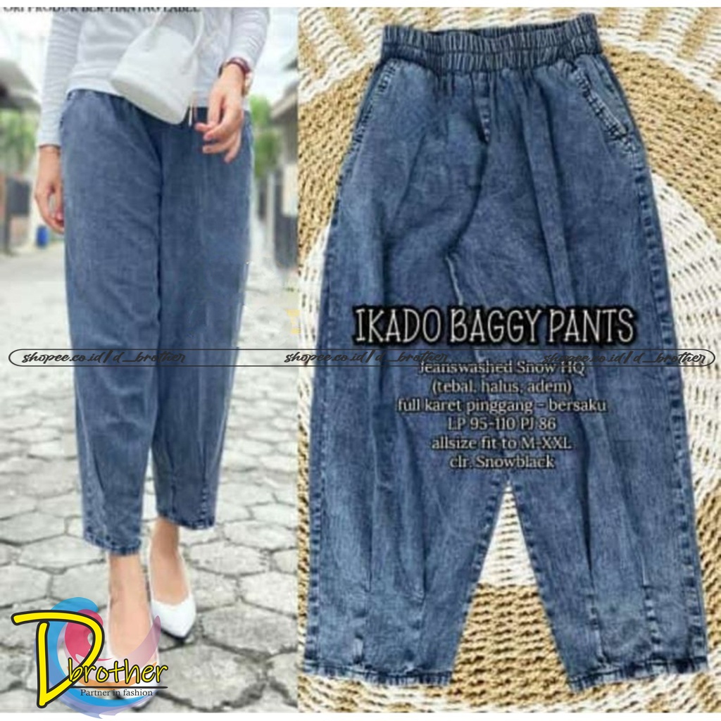 Celana Jeans Jumbo Wanita | MONICA Jeans Pants | Celana Jeans Pinggang Full Karet Muter