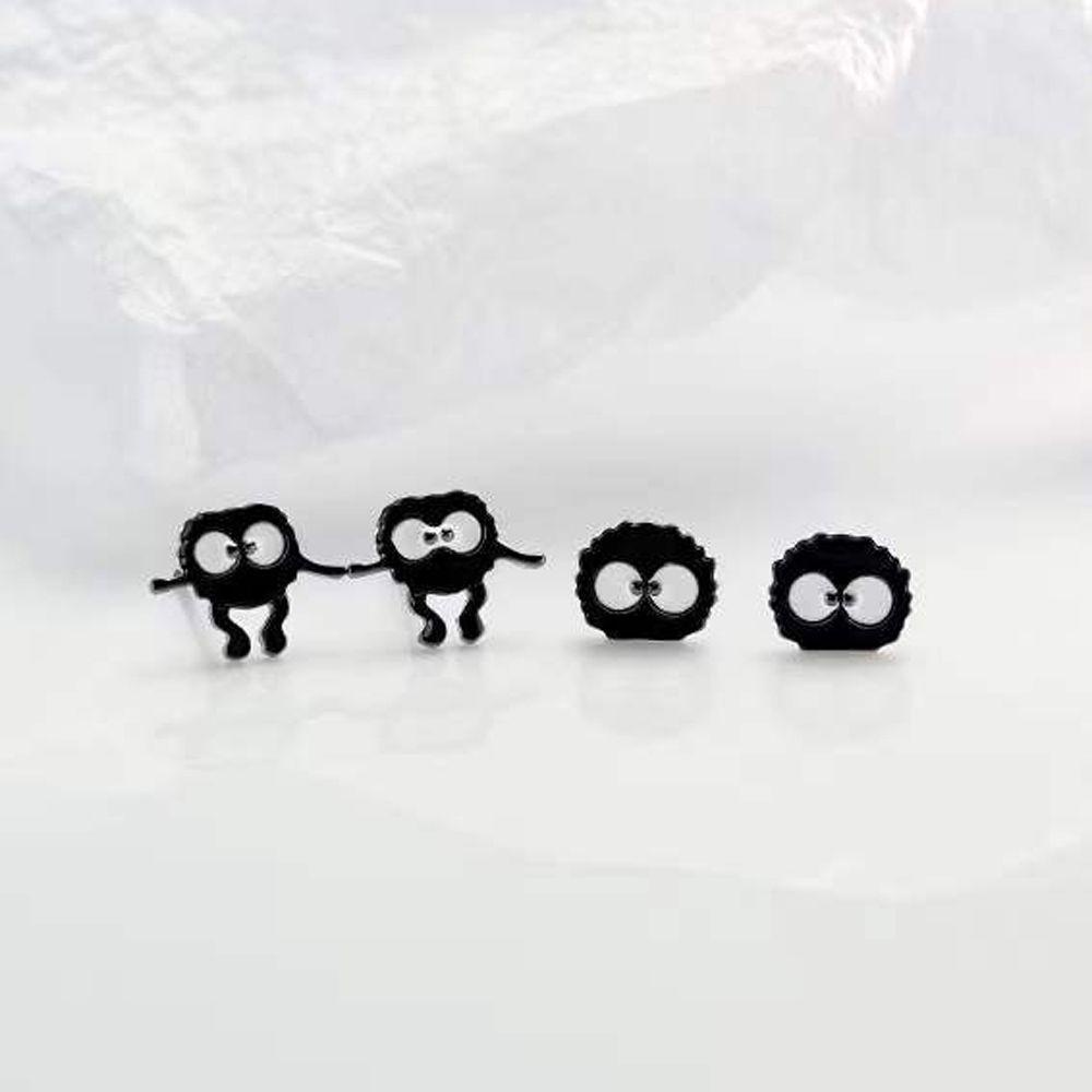 [Elegan] Wanita Anting Kreatif Jepang Lucu Kawaii Hitam Tembaga Briket Anting