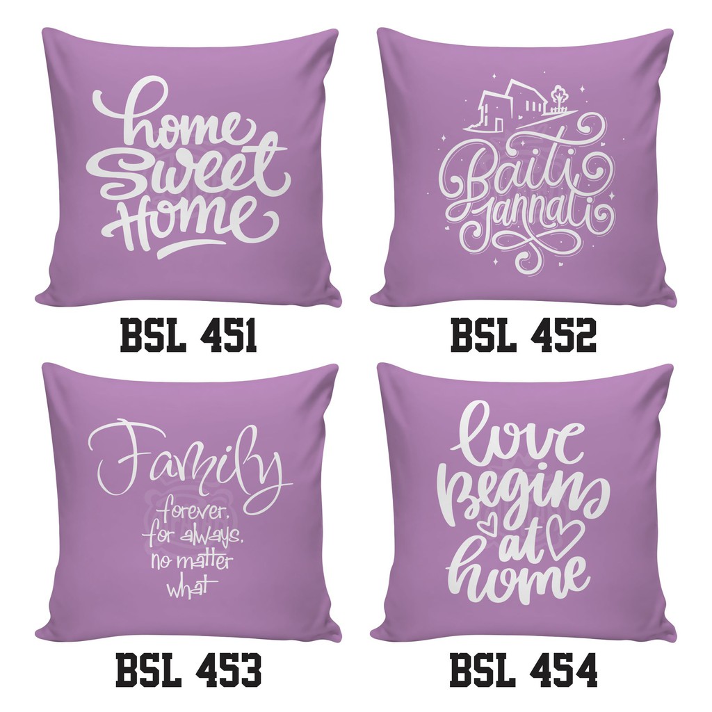  45x45 Ungu Muda Sarung  Bantal  Kursi  Sofa Motif Home 