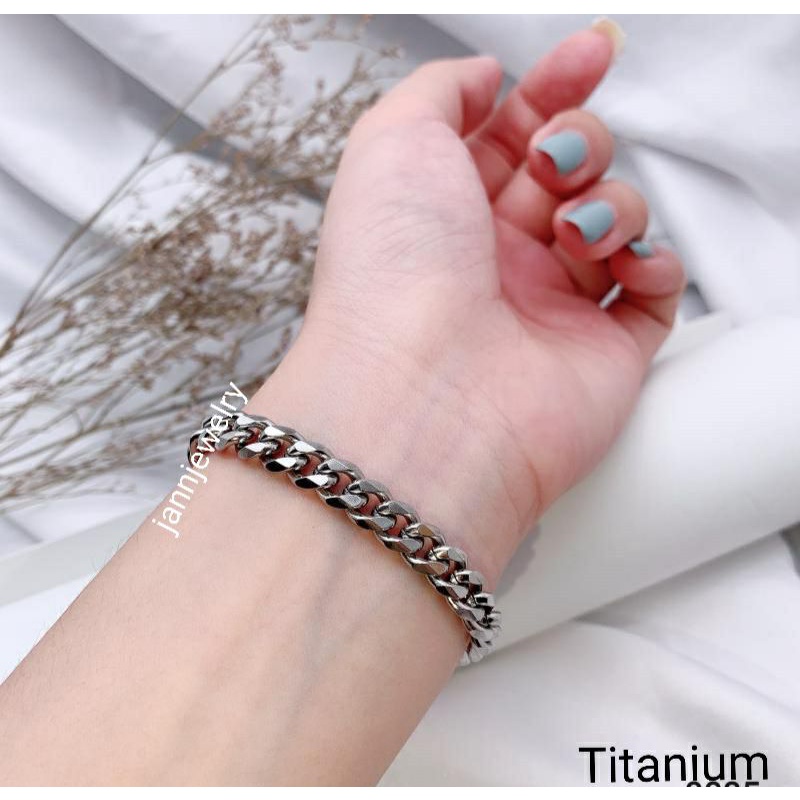 gelang titanium asli rantai GOLD anti karat&amp;alergi 20cm