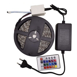 LAMPU LED STRIP RGB 3528 2835  5050 WARNA WARNI IP65 5M10M DC12V + ADAPTOR + REMOTE 3528 (LAMPU TIKTOK)