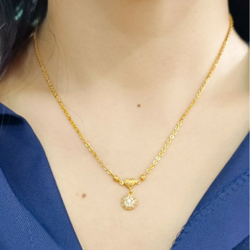Kalung Dubai Rumbai Flirting Medallion Necklace Gold Toko Emas asli