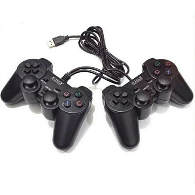 GAMEPAD DOUBLE BLACK M-TECH JOYSTICK DOUBLE GAMEPAD DOUBLE USB STICK M-TECH /  E-SMILE LAPTOP/PC JOYSTICK GETAR DOUBLE