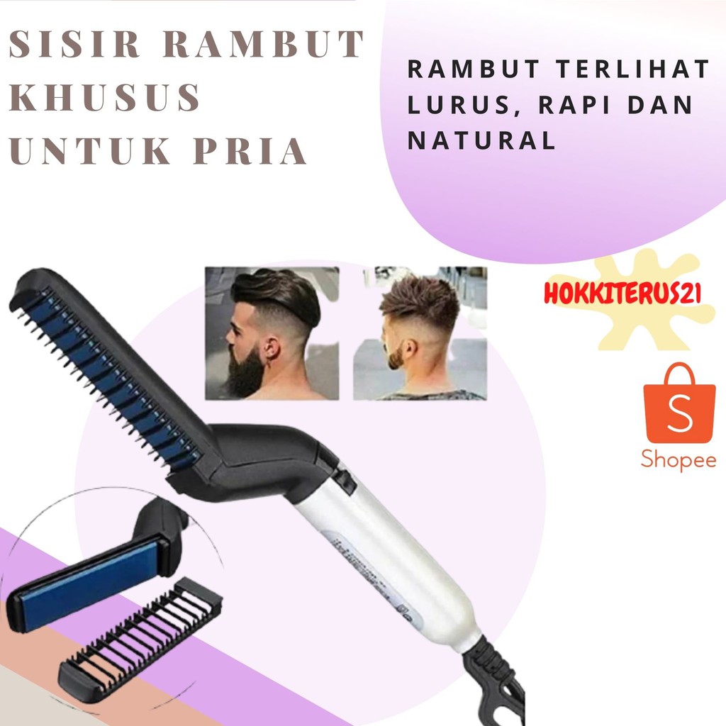 hokkiterus21 Sisir listrik pelurus rambut pria men modelling comb new