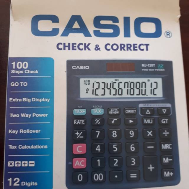 Kalkulator casio MJ-120T-w dengan 100 steps check, extra big display, angka 12 digit