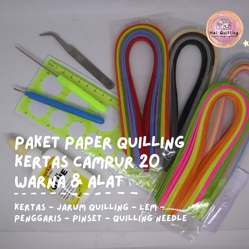 

Paket paper Quilling Kertas Campur 20 Warna dan Alat/Kertas 29 cm/0.5 cm