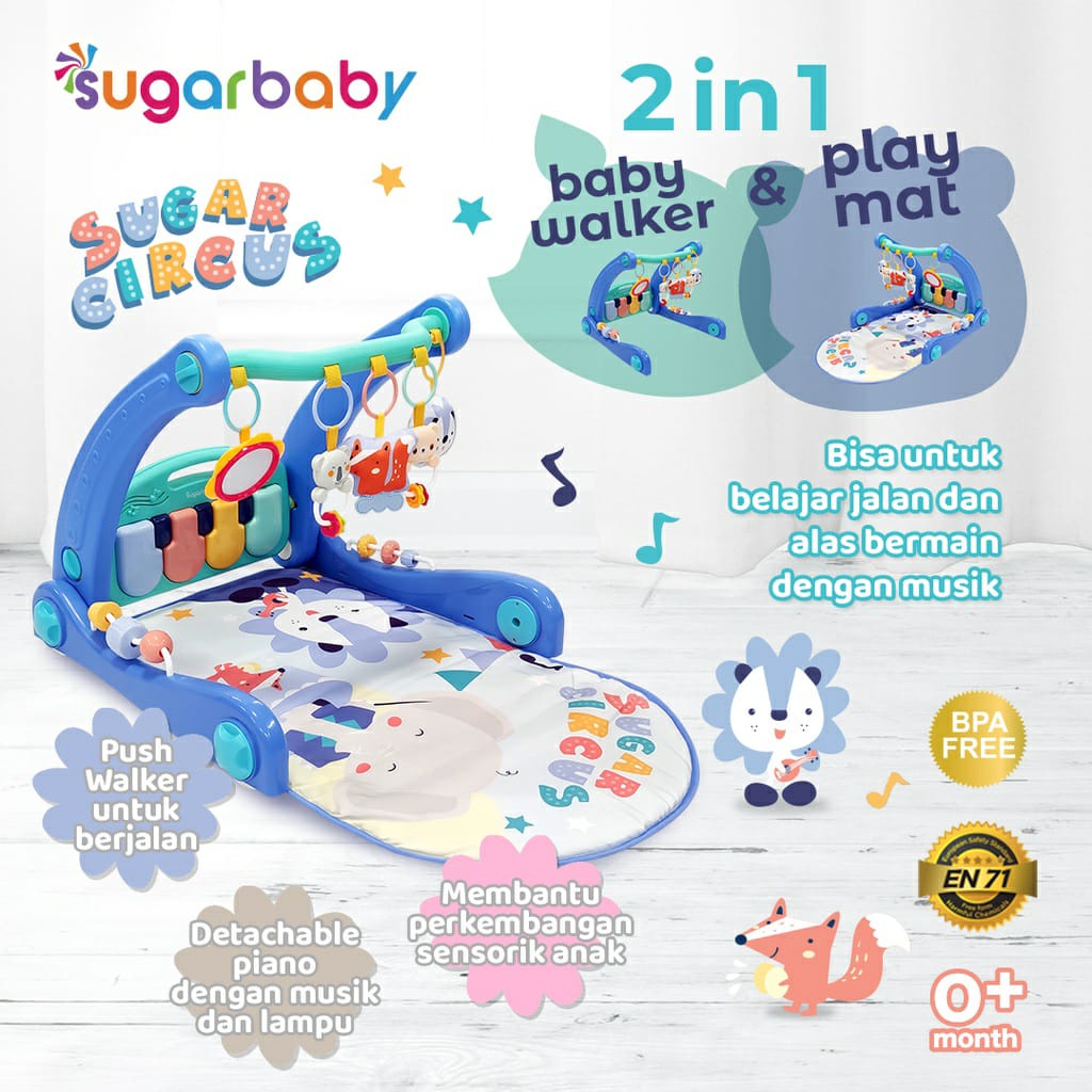 Sugarbaby 2in1 Baby Walker &amp; Playmat / Push Walker - Alat Bantu Jalan Anak