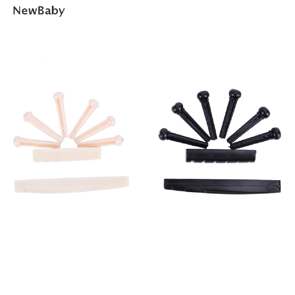 6 bridge Pins saddle bridge Bone Warna Hitam / Putih Untuk Gitar Akustik