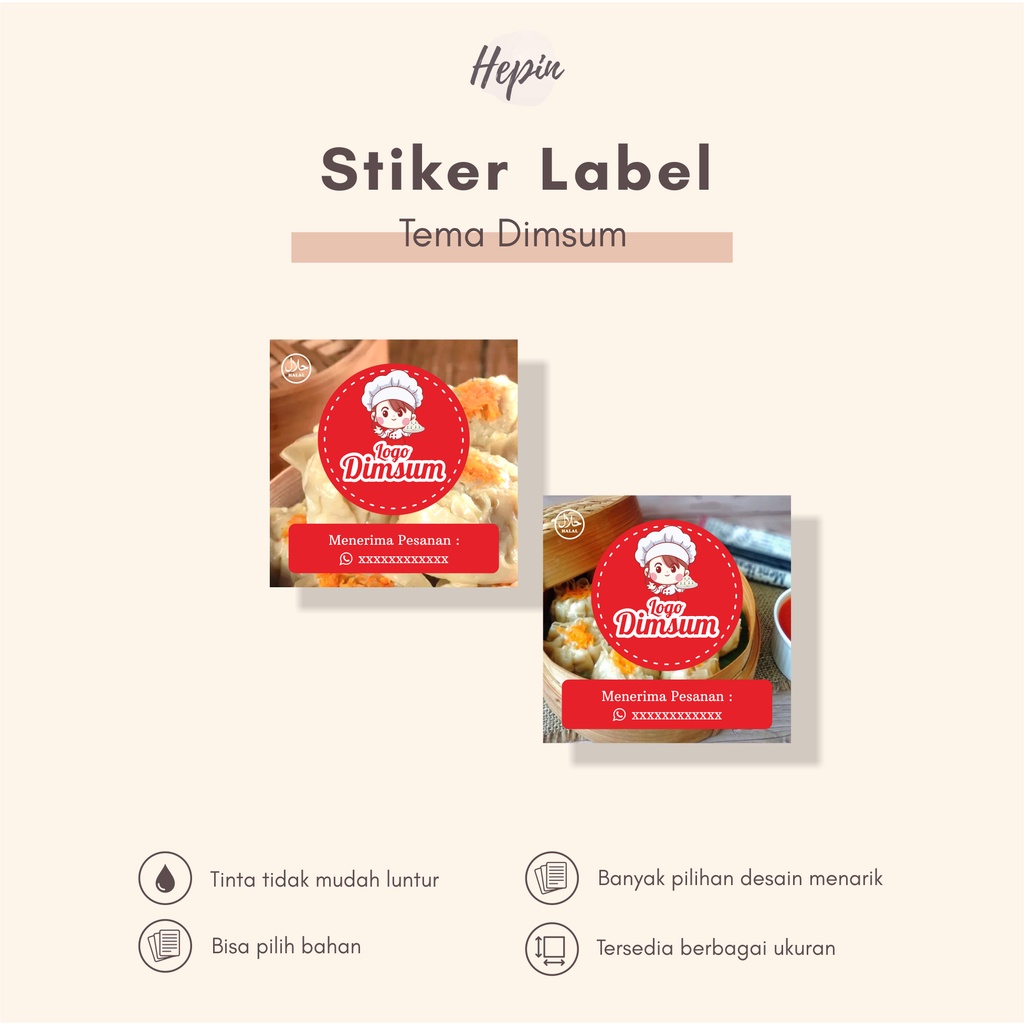 Cetak Stiker Kemasan Produk DIMSUM - Box Makanan - Stiker Label Makanan