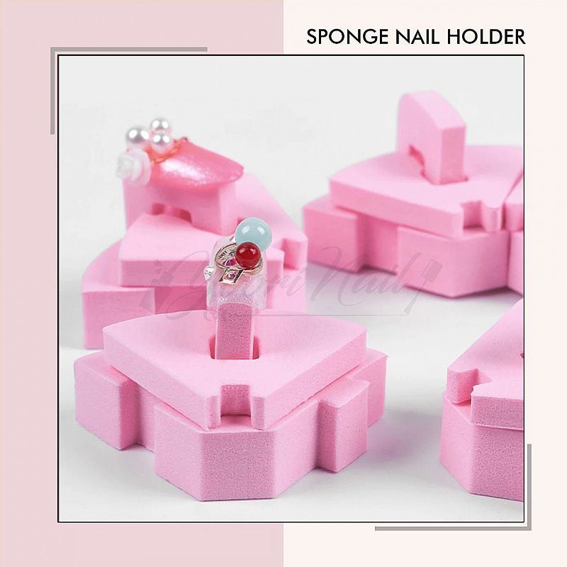 Sponge nail holder practice nail art tempat hias kuku palsu fake nails kupal