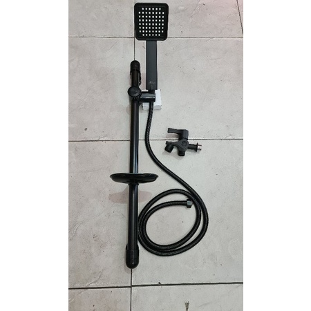 paket shower tiang stainless hitam FIORENTINO + kran cabang PROMO TERMURAH