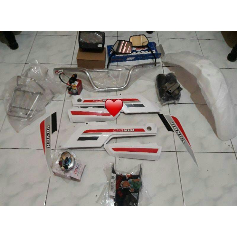 COVER BODY SET SPEKBOR TRAIL PUTIH HONDA WIN 100 AKSESORIS HONDA WIN 100.