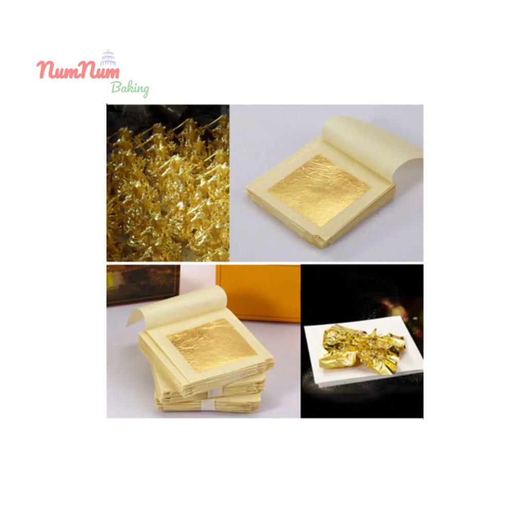 

GOLD EDIBLE LEAF SHEET KERTAS MAS 24K 10PCS 8x8 cm
