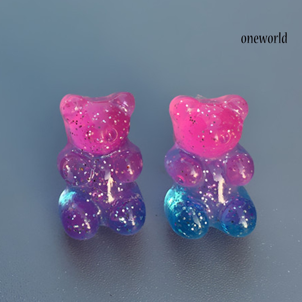 OW# Fashion Women Candy Color Cartoon Gummy Bear Ear Stud Earrings Jewelry Gift