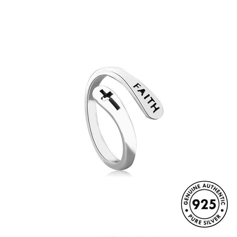 Fashion Cross Simple Silver Ring S925 Silver