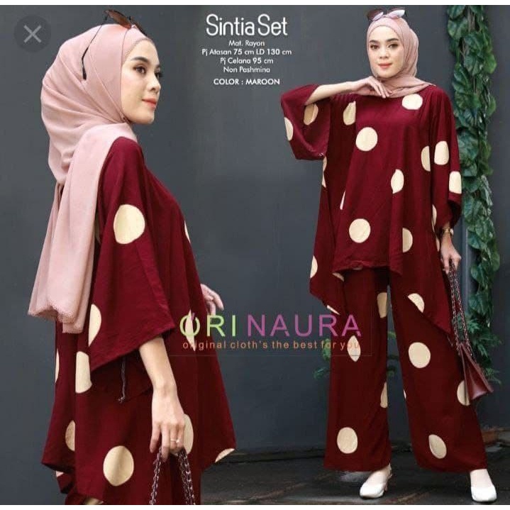 Setelan Waka Waka Polkadot Sintia Set One set Resleting Depan Busui Rayon Halus Tebal Adem Ld 130 Daster Arab Renda