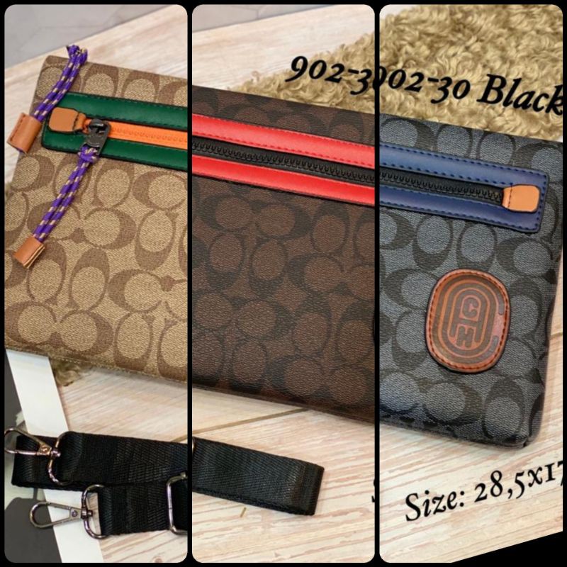 Coach pouch clutch 902-30 tas cowok pria kulit