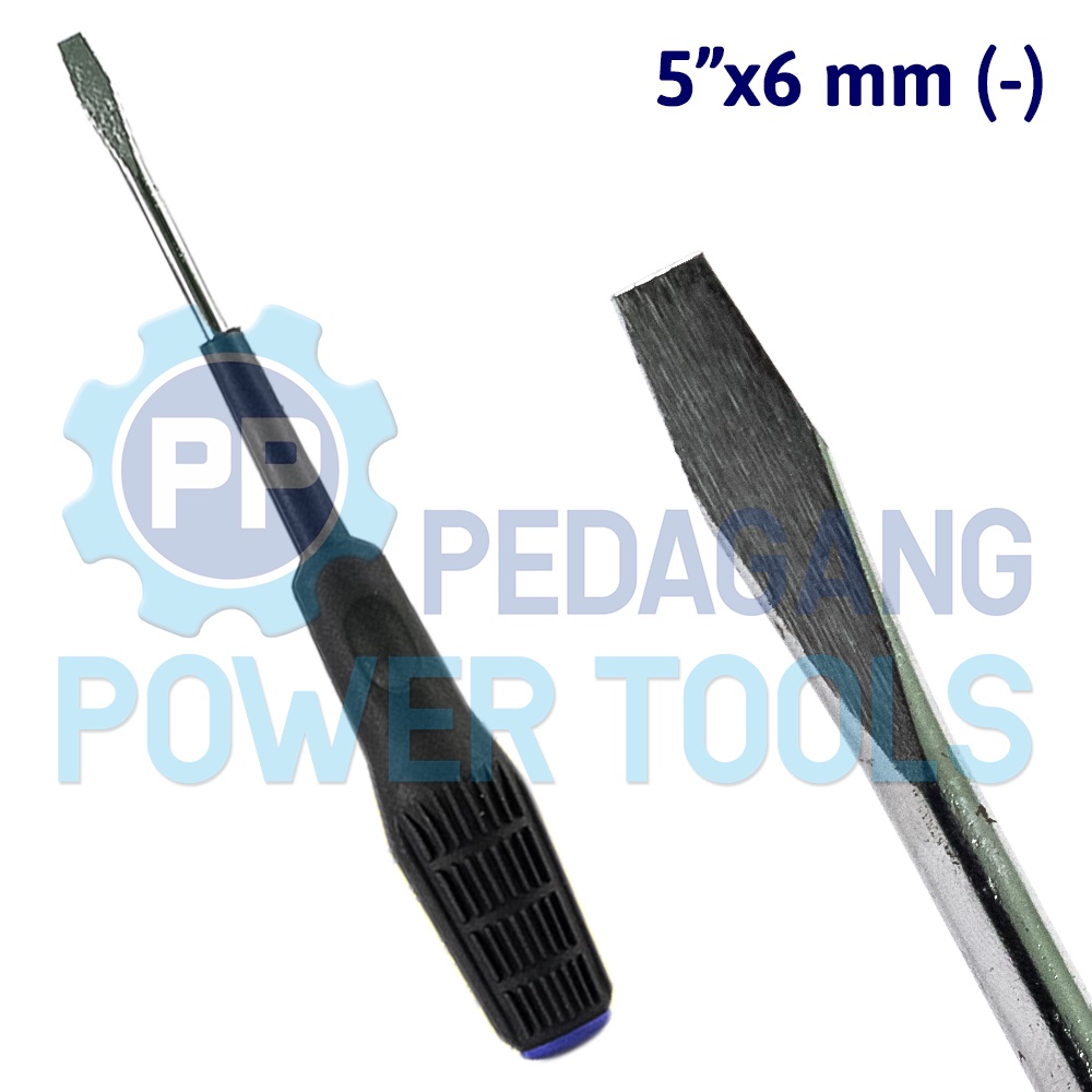 MUGEN OBENG MIN 5&quot; INCH X 6 MM GAGANG KARET MINUS SCREWDRIVER PANJANG