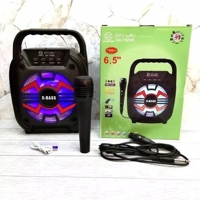 Speaker Bluetooth Shuangxiong SX-Y5006 Portable Radio FM Gratis Microphone Untuk Karaoke