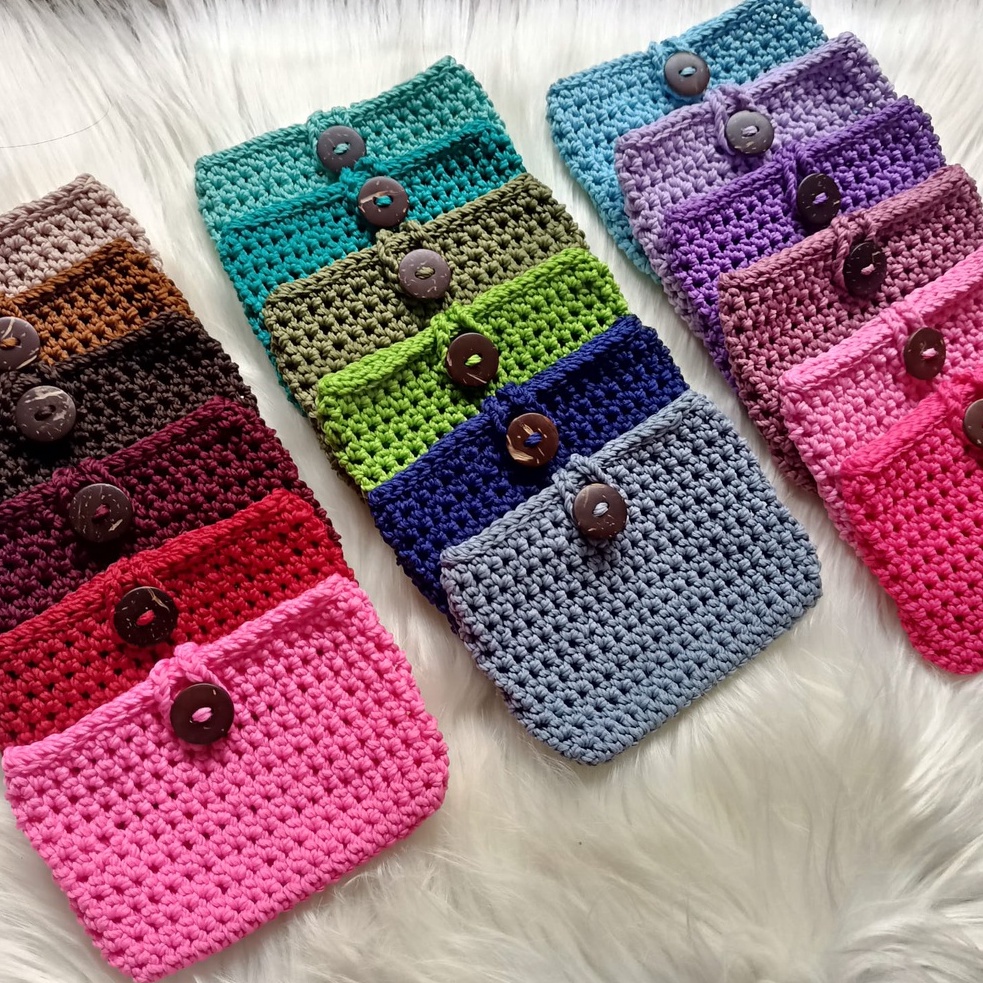 Dompet Kartu Rajut. Dompet Kartu Kancing Batok. Dompet Kartu Poly