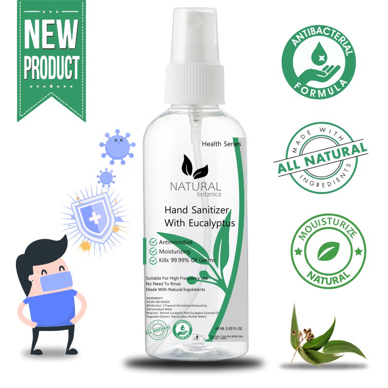 Natural Hand Sanitizer With Eucalyptus 60 ml Spray