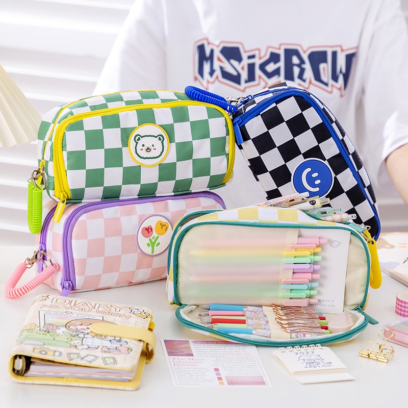 

Portable Cartoon Bear Pencil Case with Pen Insert Animal Cute Pencil Bag School Student Stationery S