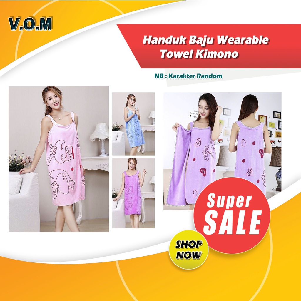 Handuk Baju Wearable Towel Kimono Handuk Renang Mandi Karakter 0787