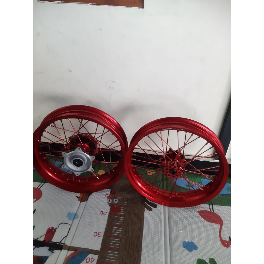 SEPAKET RAKITAN VELG SET SUPERMOTO CRF150L TANPA BAN VELG SET SUPERMOTO CRF 150 L DEPAN BELAKANG