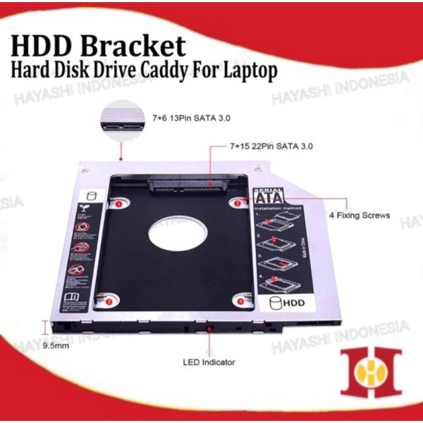 SSD HDD Second Caddy Slim 9.5mm 12.7mm Sata DVD Slot Hardisk Case