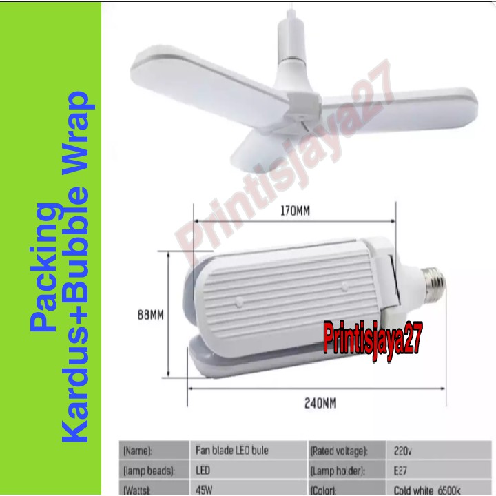 Lampu LED model Kipas Angin 45watt LED Gantung Fan Blade Rolinson Lampu Hias