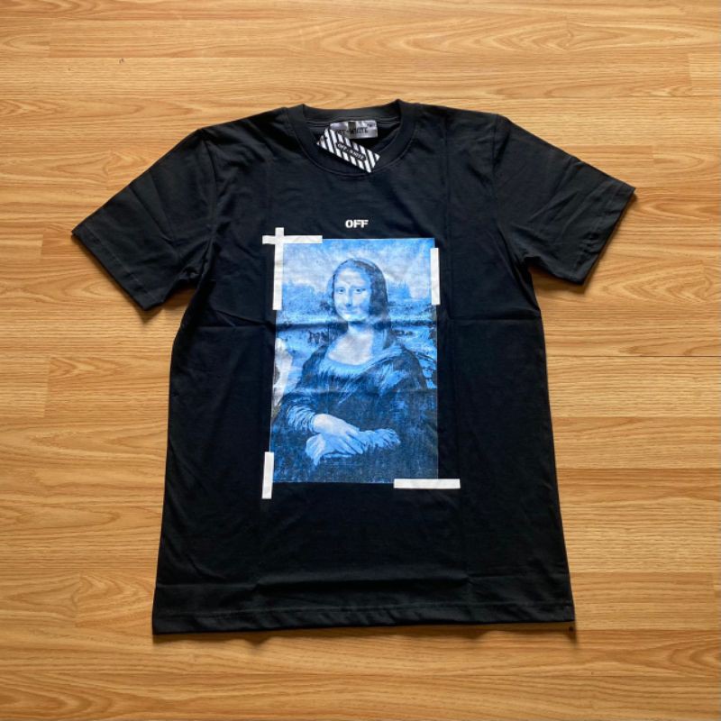 BAJU KAOS OFF WHITE X MONALISA BLACK ATASAN UNISEX