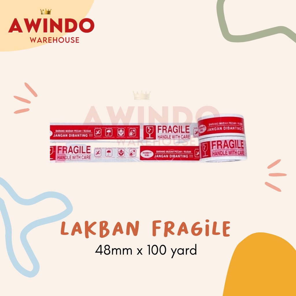 

LAKBAN FRAGILE - Lem Perekat Isolasi Fragile 48mm x 100yard 100meter