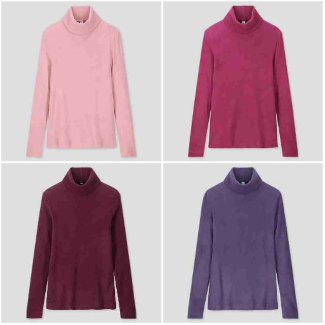  Uniqlo  Woman Heattech T shirt Kaos  Fleece Turtle Neck 