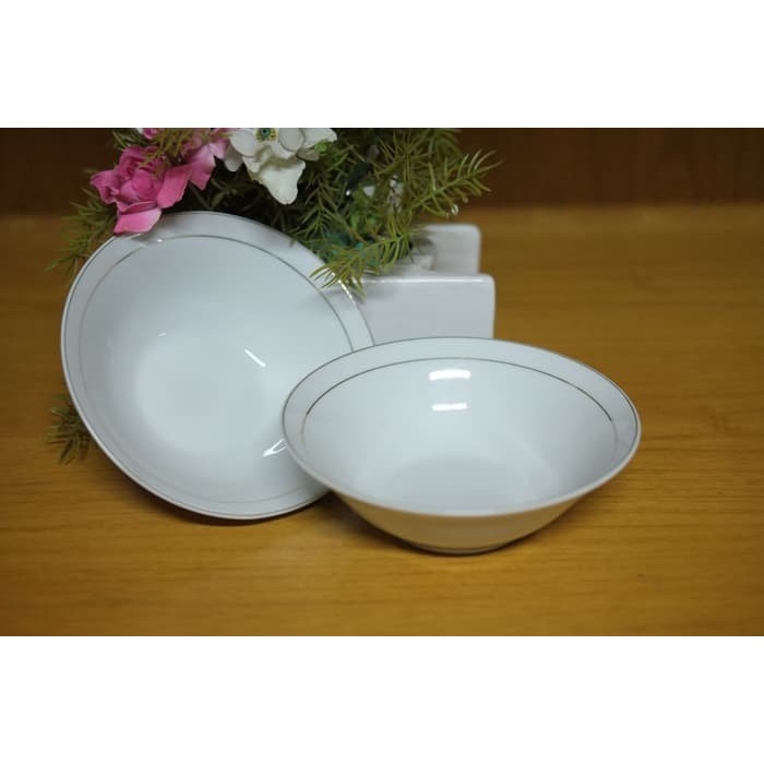 Mangkok Keramik 10 Inc List Emas