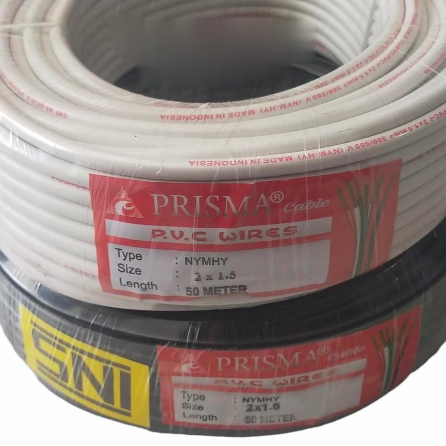 Kabel Serabut NYMHY 2x1,5mm Tembaga Murni @100M Full PRISMA Cable (SNI)