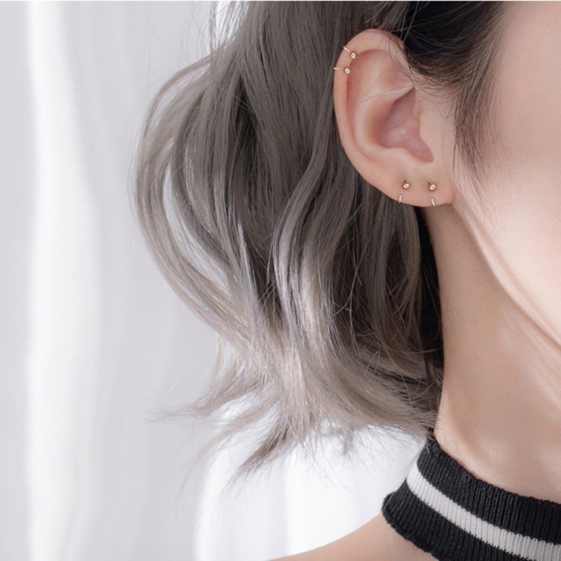 Korea Simple 925 Silver Earrings Fashion Round Beads Small Earrings Women