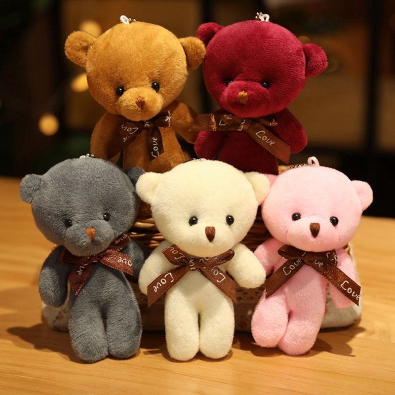 12cm Teddy Bear Plush Toy Siamese Bear Doll Bear Toy Small Gift Factory Wholesale Key Chain Pendant Gifts For Boyfriends